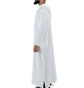 Hombres Thobe musulmán masculino vestido islámico con capucha oración hombres tela árabe saudí islámico vestido para hombres musulmán desgaste Guy Jubbah - Product Image 4