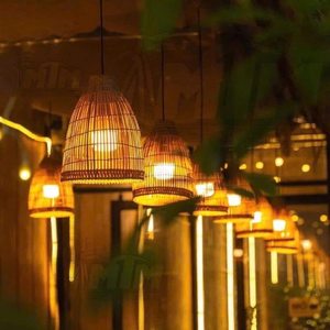 Natural <b>Bamboo</b> Rattan LED Pendant Chandelier Shade for Courtyard Art Decor Vintage <b>Lighting</b> Accessories - Product Image 1