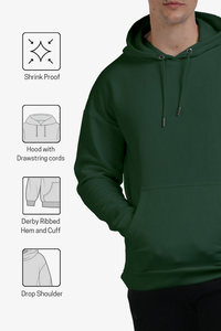 Sweat à capuche en molleton bordeaux coupe droite pour homme, avec ourlet et poignets côtelés, 10 %/90 % PC, 400 GSM, super-peigné, bio-lavé, pré-rétréci, épaules tombantes - Product Image 3