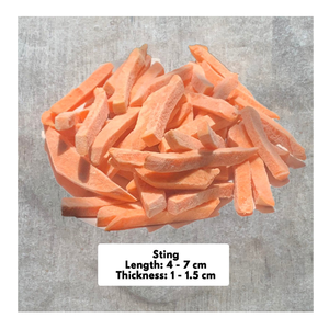 Quartiers de patates douces surgelés naturels, emballés dans des sacs compostables, parfaits pour manger et tendances culinaires respectueuses de l'environnement - Product Image 3