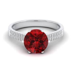 Anillos de Plata de Ley 925 Hechos a Medida por REYES, con Moissanita Certificada por GRA, Joyería Fina, Corte Redondo, 2.75 Quilates, Piedra Preciosa de Granate para Mujer - Product Image 1