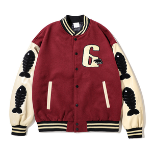Calidad superior personalizado de béisbol Letterman Varsity Bomber chaqueta de cuello redondo de fábrica precio al por mayor - Product Image 4