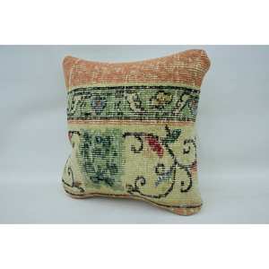 Bohemian Vintage Floral Kantha Patchwork Wool Pillow 14x14 Inch <b>Beige</b> <b>Cushion</b> Woven Decorative <b>Cushion</b> for Floor Use - Product Image 3