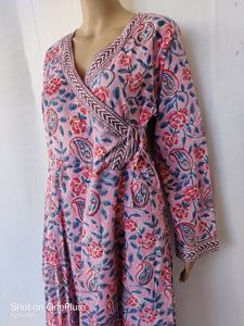 Robes maxi à col en V personnalisées les plus vendues pour les femmes décontractées manches courtes/longues avec taille libre ensembles classiques - Product Image 5