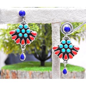 Handmade 925 Sterling Silver <b>Earring</b> <b>Stud</b> Natural <b>Turquoise</b> Lapis Lazuli 14K Gold Luxury 925 Silver <b>Turquoise</b> <b>Earring</b> - Product Image 6