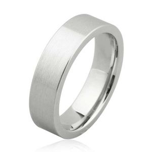 925 Sterling <b>Silver</b> Men's <b>Wedding</b> <b>Band</b> 0.6 cm Domed and Flat Matte and White with Geometric Pear Shape Design Rhodium Plating - Product Image 1