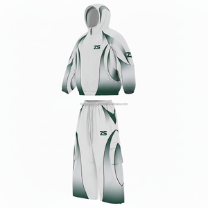 280 GSM coquille souple polyester coupe-vent survêtement ensemble deux tons blanc vert motif logo personnalisé impression broderie grande taille - Product Image 4