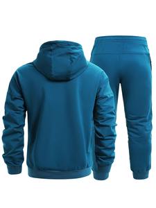 Acheter en gros Logo personnalisé hommes hiver survêtement poids lourd pleine fermeture éclair à capuche avec motif solide écologique grande taille ensembles - Product Image 4