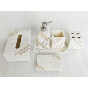 Ensemble de salle de bain cinq pièces en marbre moderne de haute qualité fait à la main étanche facile à nettoyer organisateur de décoration pour la maison - Product Image 6