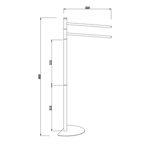 Lampadaire chromé avec 2 bras porte-serviettes et base demi-lune pour articles de bain et toilettes - Product Image 4