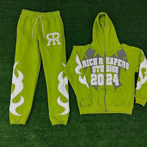 ชุดกีฬาผ้าฝ้าย100% ระดับมืออาชีพสำหรับผู้ชายเสื้อผ้าแนวสตรีทป้องกันแบคทีเรียพิมพ์ลายใส่สบายโลโก้ได้ตามต้องการ - Product Image 5