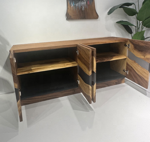 Table à manger de taille de restaurant haut de gamme en résine époxy River & Ocean Design fait à la main ART INDIEN EXOTIQUE pour villa de luxe - Product Image 5