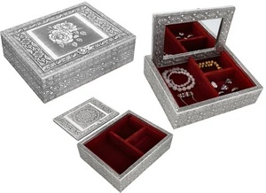 Eye Catching Finished High Quality Metal Tabletop Decorative Luxury Jewellery <b>Box</b> for <b>Rings</b> Necklaces & Pendant - Product Image 4
