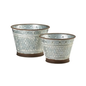 Macetas de Hierro Metálico con Asa Lateral, Macetas para Plantas de Jardín a Bajo Precio, Juego de 2 Macetas Galvanizadas con Forma Personalizada - Product Image 3