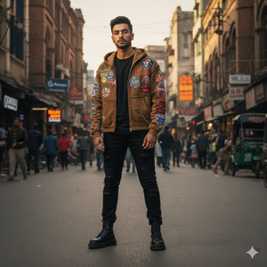 Sweat à capuche zippé pour homme personnalisé, effet usé, avec broderie sur le devant, style streetwear, sweat à capuche décontracté, fermeture éclair de qualité supérieure - Product Image 2