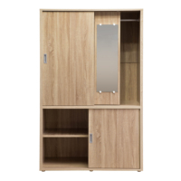 Armoire contemporaine moderne avec portes coulissantes en panneaux de bois et miroir pour chambre à coucher, appartement, villa et hôtel, grand rangement