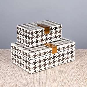 Caja de regalo de diseño geométrico moderno Caja de laca de madera Premium hecha a mano de Vietnam - Product Image 1