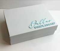 Boîte cadeau de mariage personnalisée en carton avec couvercle et base en carton pour demoiselle d'honneur et témoin