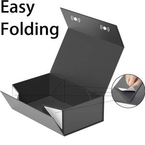Caja de regalo negra, Cajas de Regalo de 9,5x6x3 pulgadas para regalos con tapas Cierre magnético Rectángulo plegable para padrino - Product Image 3