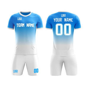 100% poliéster Transferencia de Calor secado rápido transpirable media manga deporte fútbol Jersey venta al por mayor hombres equipo de fútbol conjunto - Product Image 6