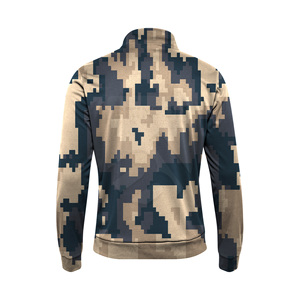 Sudadera con capucha y cremallera completa de camuflaje digital personalizada para hombre, ropa informal de cuello alto bordada, chaqueta con cremallera de tecnología lavada con estampado de camuflaje OEM - Product Image 2