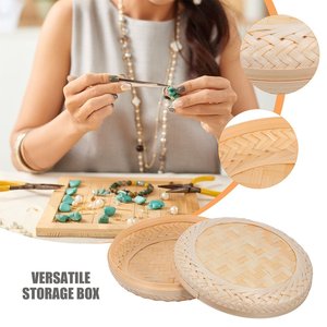Tienphong Wholesale Handwoven Bamboo <b>Basket</b> Desktop Bamboo Organizer Storage <b>Basket</b> Holder Home Organizer With Lid - Product Image 5