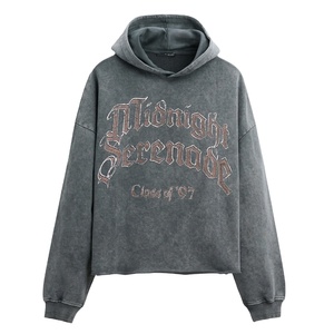 Sudadera con Capucha Oversize para Hombre, Estilo Acid Wash, con Estampado Gótico, Vintage, Streetwear, Hip Hop, Venta al Por Mayor, Proveedor OEM - Product Image 1