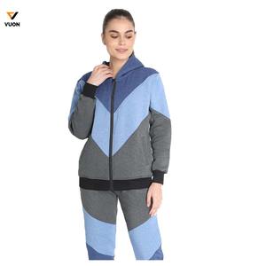 Ensemble sweat-shirt deux pièces automne/hiver personnalisé pour femmes sweat à capuche en polyester zippé avec joggers-sweat à capuche assorti et tenue de jogging - Product Image 1