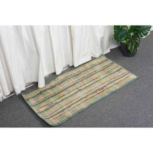 Alfombra ecológica de lana verde Beige de 1,4x2,8 pies de área grande moderna, diseño de comedor rectangular de retazos de estilo turco, látex - Product Image 3