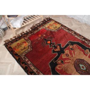 Rug, 5.6x10.7 ft Turkish Rug, <b>Red</b> Camouflage Rug <b>Wool</b> - Product Image 4