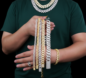 Chaîne Hip Hop Vintage de Haute Qualité, 15mm 18mm, Bracelet et Collier Unisexe, 20 Pouces, Micro Moissanite Glacée, Or, Griffe Solide, Style Cubain - Product Image 5