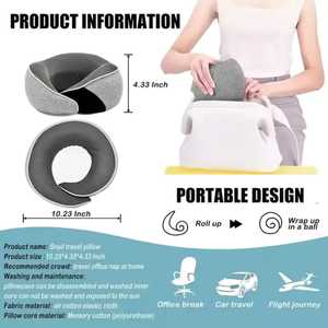 Almohada de espuma de memoria cervical en forma de U de lujo para viajes de oficina ajustable plegable de moda gran oferta almohada de espuma de memoria de viaje - Product Image 2