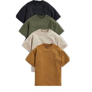 T-shirt décontracté pour homme, col rond, manches courtes, anti-rétrécissement, devant uni, design personnalisé, 100% coton, coupe ample - Product Image 3