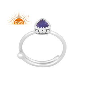 Anillo ajustable de piedras preciosas de tanzanita Natural de plata de ley fina de nuevo diseño, fabricante de joyería personalizada - Product Image 1