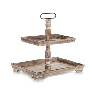 Décoration de ferme personnalisée Plateau en bois à deux niveaux pour comptoir de cuisine Décorations de Pâques Halloween Thanksgiving Plateaux en bois à 2 niveaux - Product Image 5