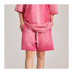 กางเกงขาสั้นผ้าย้อมสีแอซิดของผู้ชายกางเกงขาสั้นผ้าฝ้ายย้อมสีวินเทจพร้อมลายพัฟขอบดิบตามสั่งแบบ2025 - Product Image 2