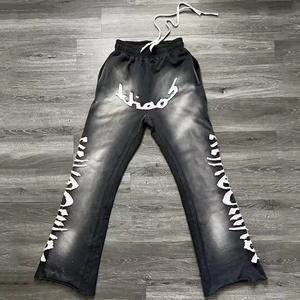 Pantalon de survêtement décontracté pour homme, taille mi-haute, coupe droite, léger, avec broderie effet usé, tendance, vente en gros pour les professionnels - Product Image 6