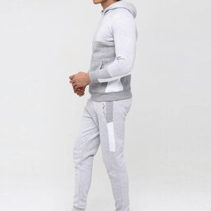 Survêtements en polyester à capuche décontractés personnalisés OEM pour hommes, imprimé, ourlet brut, coupe ajustée, ensemble jogging deux pièces pour l'hiver - Product Image 2