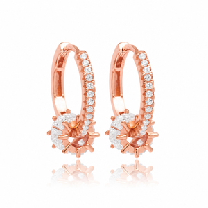 Pendientes de Aro Redondos con Circonita CZ, Joyería Turca Hecha a Mano al por Mayor, Plata de Ley 925 - Product Image 3