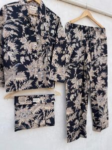 Ensemble de pyjama décontracté en coton imprimé numérique floral indien pour femmes, taille plus, vêtements de détente, ensemble de pyjama pour demoiselle d'honneur - Product Image 3