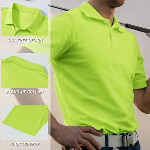 Polos de manga corta de secado rápido de poliéster 100% de 180GSM de alta calidad, polos lisos en blanco con logotipo personalizado impreso para hombre - Product Image 2