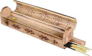 Wooden Coffin <b>Incense</b> Burner with Storage Compartment Ash Catcher Hand Carved, <b>Incense</b> <b>Stick</b> <b>Holder</b>, <b>Incense</b> Burners - Product Image 3