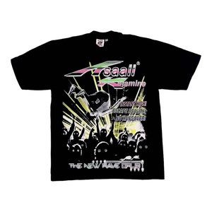 เสื้อยืดลำลองผู้ชายลายกราฟิกโลโก้วินเทจแบบกำหนดเอง พิมพ์ลายด้วยเทคนิคดิสชาร์จ ล้างสีแบบแอซิดวอช สไตล์ Y2k ผ้าคอตตอนหนานุ่ม ใส่สบายในฤดูร้อน - Product Image 4