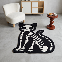Tapis tufté personnalisé sur le thème de l'anime, noir et blanc, décor de sol effrayant pour Halloween, tapis doux antidérapant pour la décoration de la maison