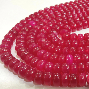 Haute qualité 8mm naturel foncé rose chaud calcédoine Rondelle perles plaine lisse pierre perles brins 8 pouces de Long fabrication de bijoux - Product Image 1