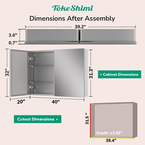 Cadre en aluminium argenté armoire à pharmacie encastrée en verre trempé miroir de salle de bain pour maison hôtel gain de place compact - Product Image 2