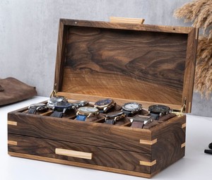 Caja de Reloj Personalizada Hecha a Mano para Hombre, Caja de Joyería Masculina Personalizada - Product Image 1