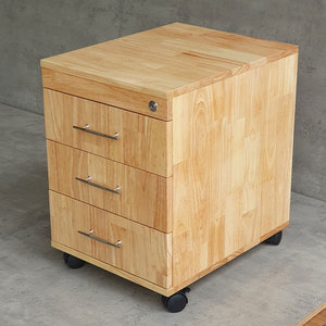 Minimalist Design TCN68001 3-<b>Drawer</b> Personal Metal File Cabinet 50x40x50cm Rubber Wood Movable for Office or <b>Workshop</b> Use - Product Image 5