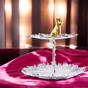 Support à gâteau en aluminium à 2 niveaux au design attrayant avec fini miroir utilisé pour la décoration de table de mariage et d'hôtel de luxe - Product Image 1