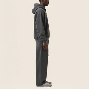 Conjunto Deportivo Informal de Alta Calidad, 100% Algodón, Sudadera con Capucha Extra Grande, Pantalones Deportivos de Pierna Ancha, Logotipo Bordado Personalizado para Hombre - Product Image 6